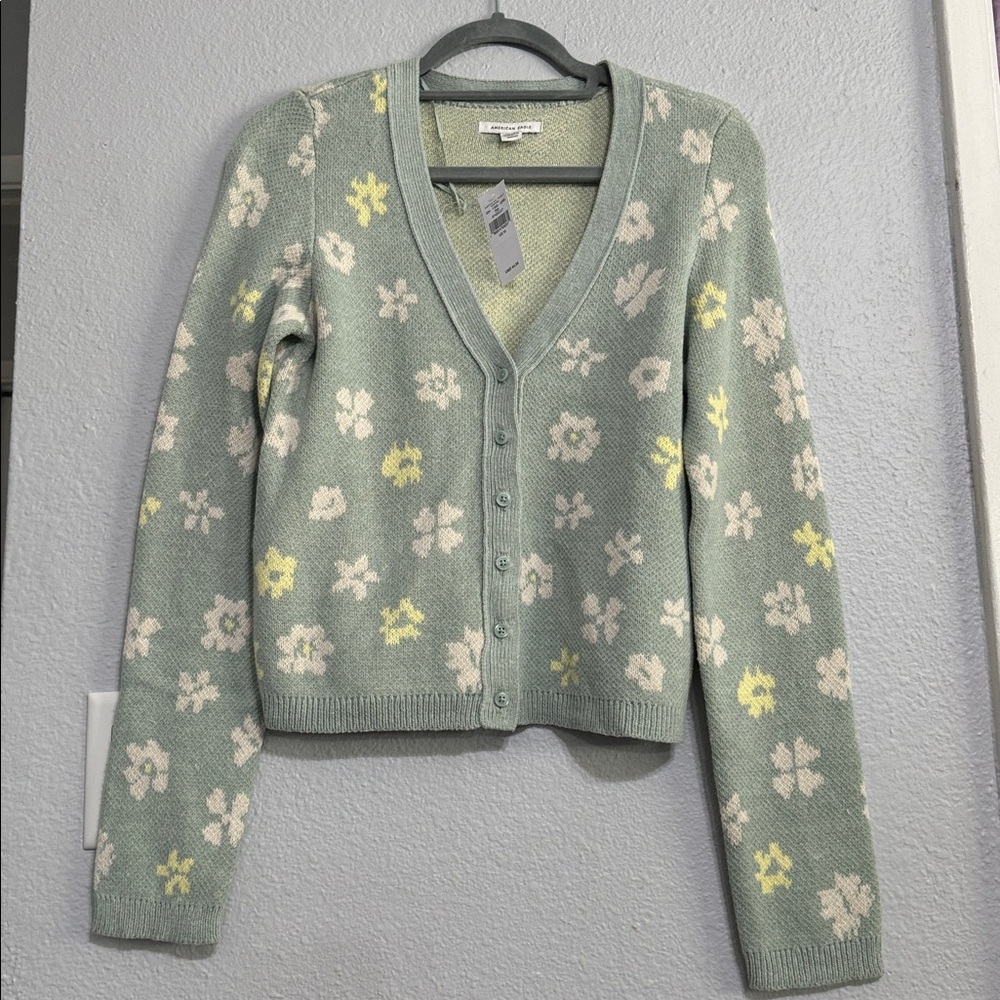 American Eagle Outfitters Green Knit Cardigan